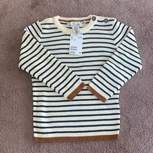 HM Border Stripe Sweater Unisex-Navy/Cream